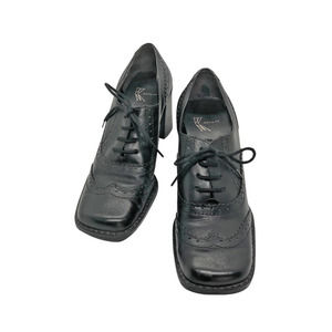 White Mountain Women's Linette Oxfords Wingtip Size 7.5M Black Leather Lace Up
